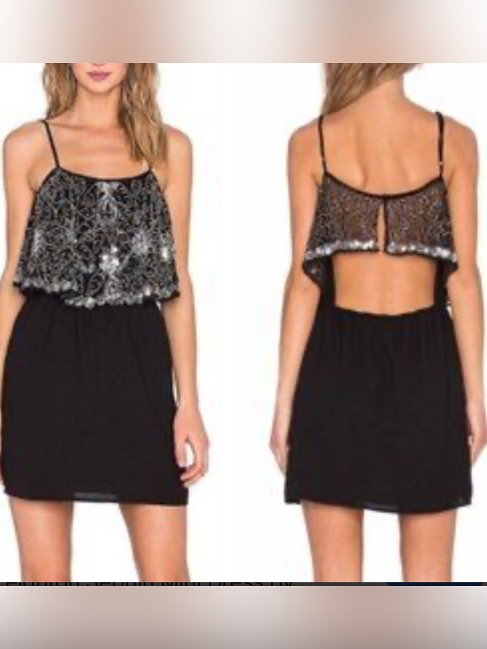 Lovers + Friends Black Sequin Sunkissed Dress Cutout Back Size XS NWT!